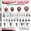 Service Caster 3'' Red Poly Swivel 7/16'' Grip Ring Stem Caster Set with Brake, 4PK SCC-GR20S314-PPUB-RED-PLB-716138-4